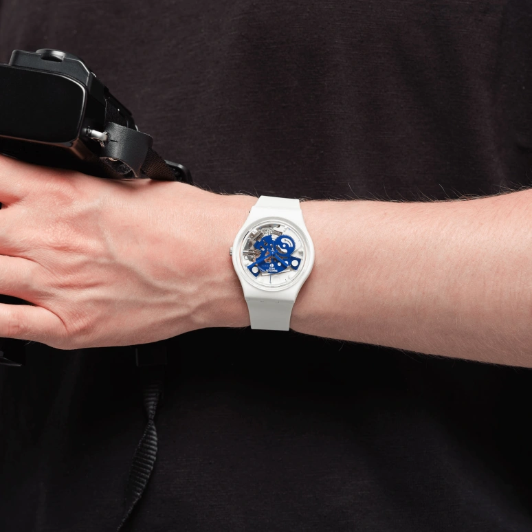 Swatch,Originals 34mm,34mm,Ceramic,Skeleton,Quartz,Sapphire,Crystal Glass,White,SO31W103
