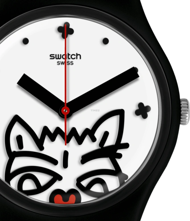 Swatch,I love your folk 34mm,34mm,Plastic,White,Quartz,Round,Black,GB322