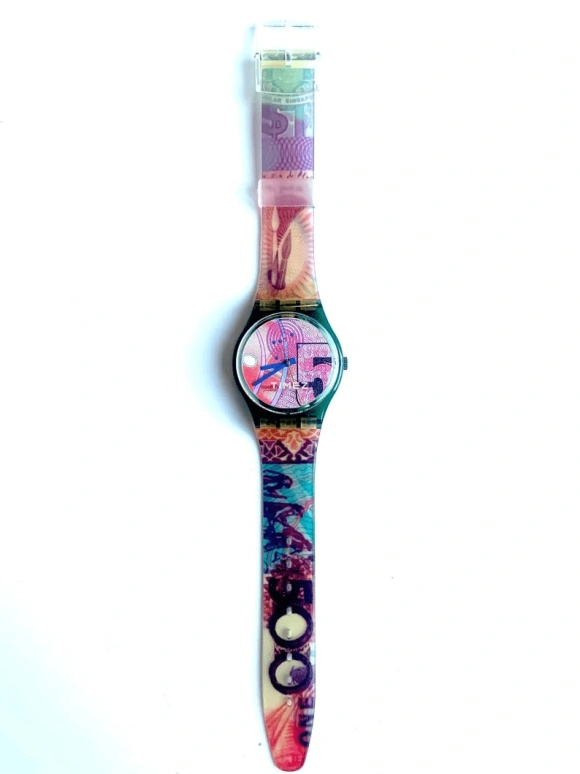 Swatch,Other 34mm,34mm,Plastic,Multi-Color,Quartz,Sapphire,Crystal Glass,Tonneau,GG110