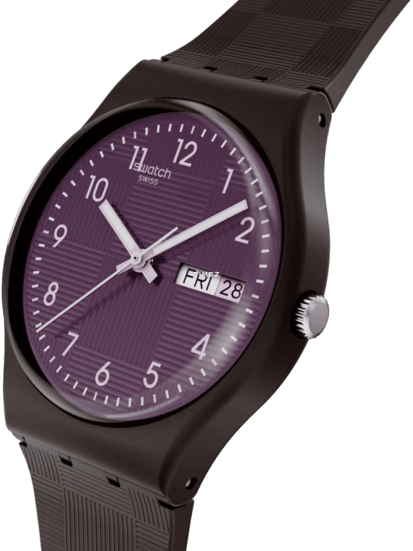 Swatch,Swatch Essentials 34mm,34mm,Bio-sourced,Purple,Quartz,Date,Day,SO28C700
