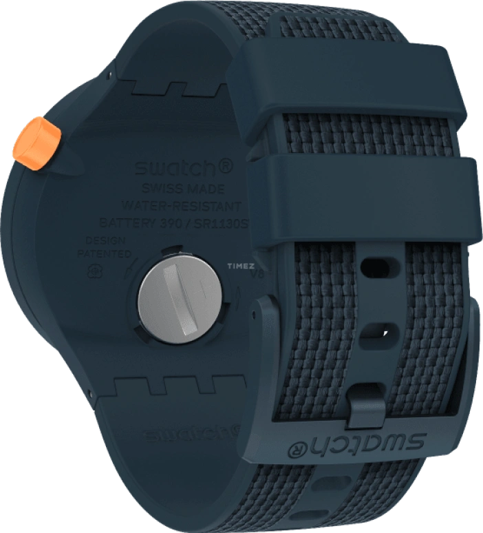 Swatch,THE BOLD 47mm,47mm,Plastic,Blue,Sapphire,Crystal Glass,Closed,SO27N107