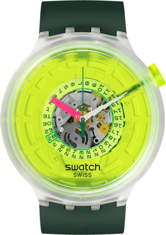 Swatch,NEON 47mm,47mm,Bio-sourced,Yellow,Quartz,Day,Sapphire,SB05K400