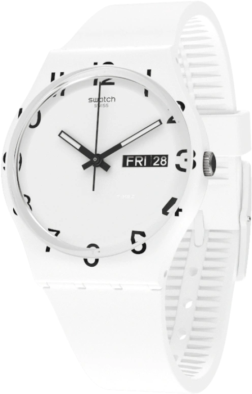 Swatch,Originals 39.20mm,39.20mm,Plastic,White,Sapphire,Crystal Glass,GW716