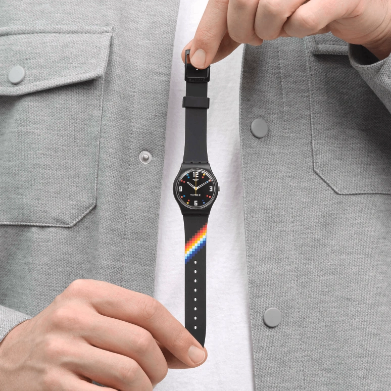 Swatch,Other 34mm,34mm,Bio-sourced,Black,Quartz,Sapphire,Crystal Glass,Round,SO28B705