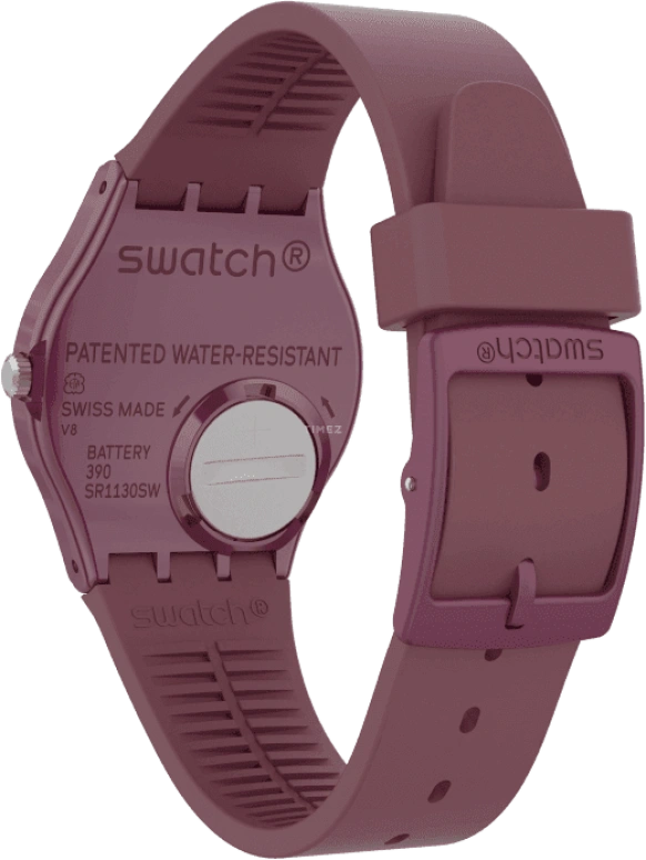 Swatch,Originals 34mm,34mm,Plastic,Purple Red,Closed,GR405