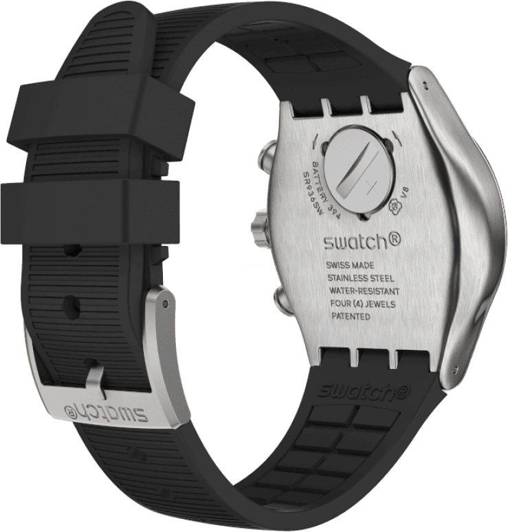 Swatch,IRONY 43mm,43mm,Stainless Steel,Black,Silver,YVS486