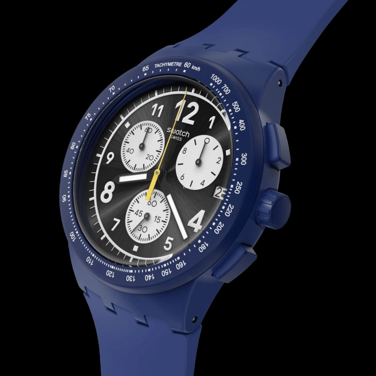 Swatch,Originals 42mm,42mm,Plastic,Blue,Quartz,Chronograph,Round,SUSN418