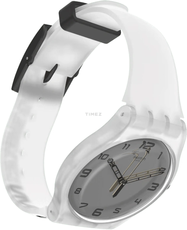 Swatch,Originals 41mm,41mm,Plastic,Grey,Quartz,Tonneau,White,SUOZ339