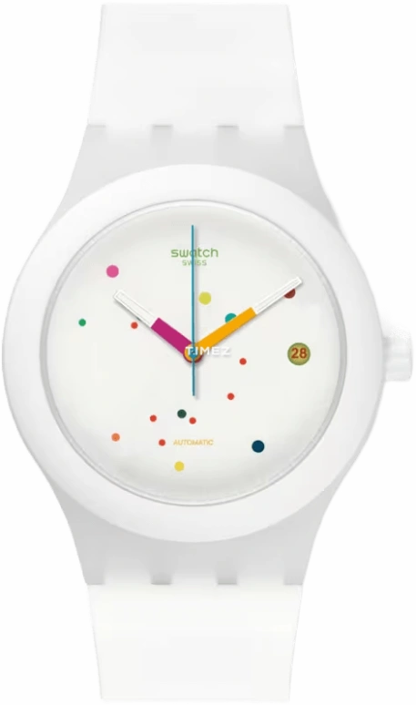 Swatch,Sistem 51 42mm,42mm,Plastic,White,Automatic,Day,90hours,SUTW400