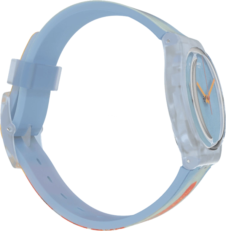 Swatch,Originals 34mm,34mm,Plastic,Blue,Quartz,Sapphire,Crystal Glass,Round,GZ357