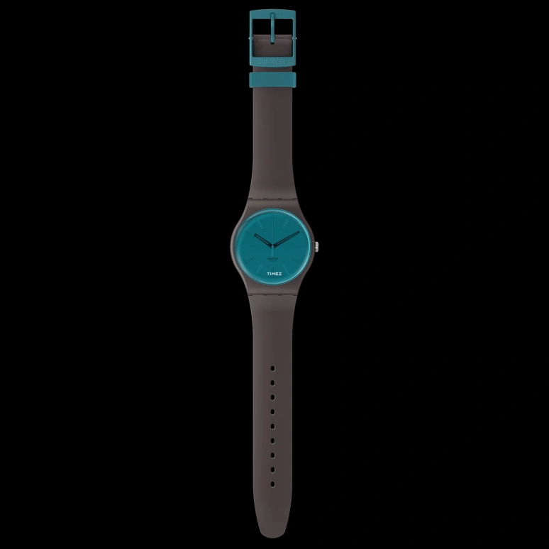 Swatch,Originals 41mm,41mm,Bio-sourced,Blue,Quartz,Tonneau,Coffee,SO29C100
