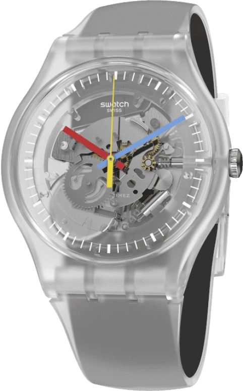 Swatch,Originals 41mm,41mm,Plastic,Skeleton,Quartz,Round,Transparent,SUOK157