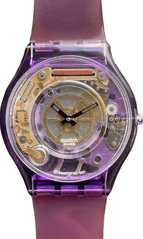 Swatch,SKIN 38.40mm,38.40mm,Plastic,Transparent,Quartz,Round,Pink,SFP101