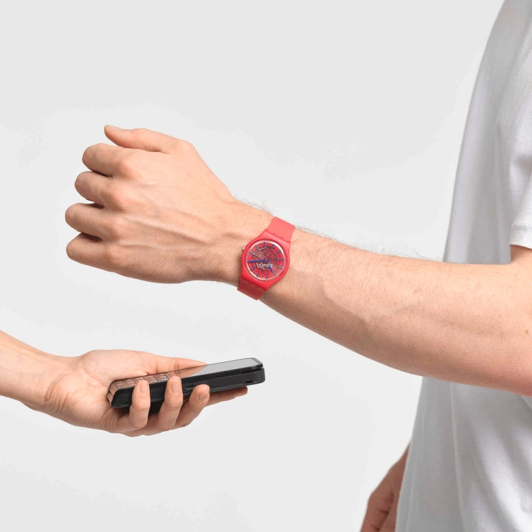 Swatch,Other 41mm,41mm,Bio-sourced,Red,Quartz,Sapphire,Crystal Glass,Round,SO29R107,SO29R107-5300