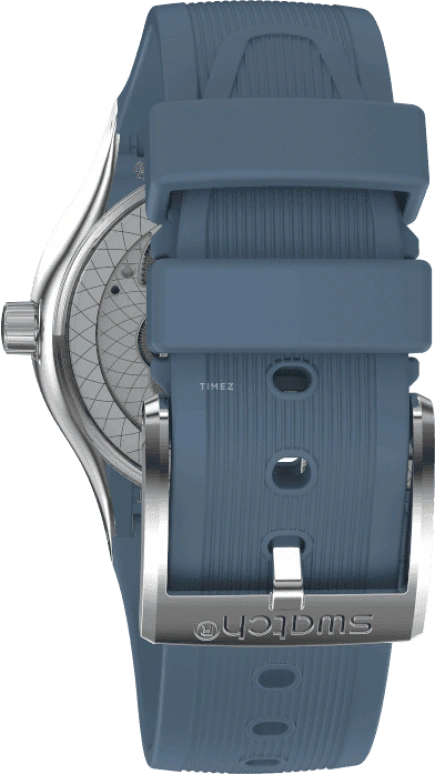 Swatch,IRONY 42mm,42mm,Stainless Steel,Blue,Open,YIS430