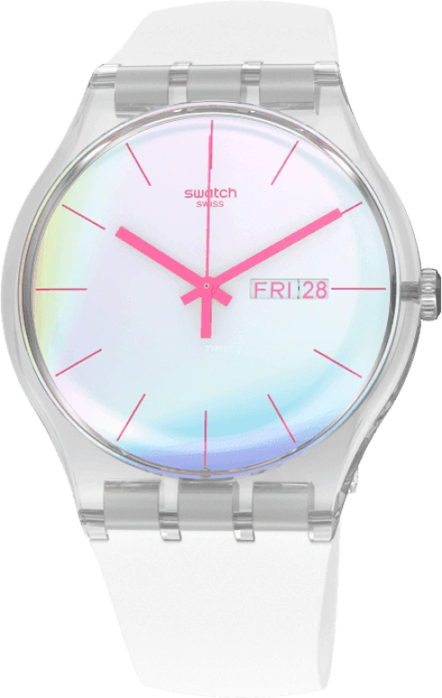 Swatch,Originals 41mm,41mm,Plastic,Blue,Pink,Sapphire,Crystal Glass,SUOK713