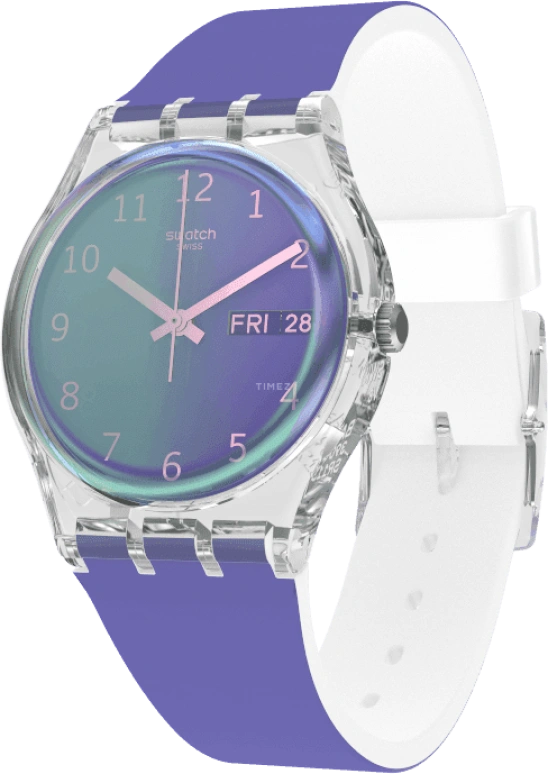 Swatch,Originals 34mm,34mm,Plastic,Purple,Green,Sapphire,Crystal Glass,GE718