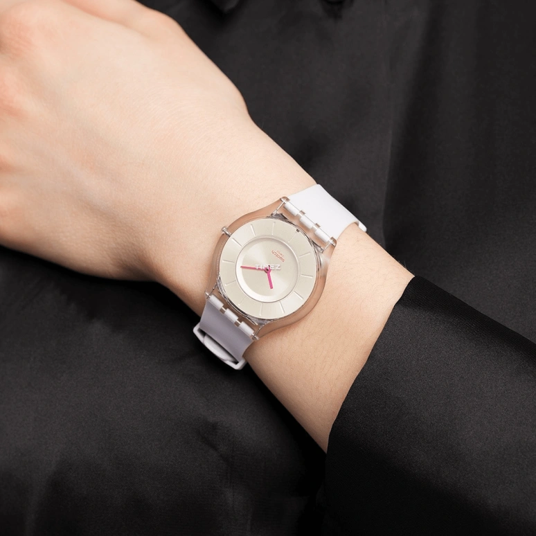 Swatch,Other 34mm,34mm,Bio-sourced,Purple,Transparent,Quartz,Sapphire,Crystal Glass,Round,SS08V101,SS08V101-S14