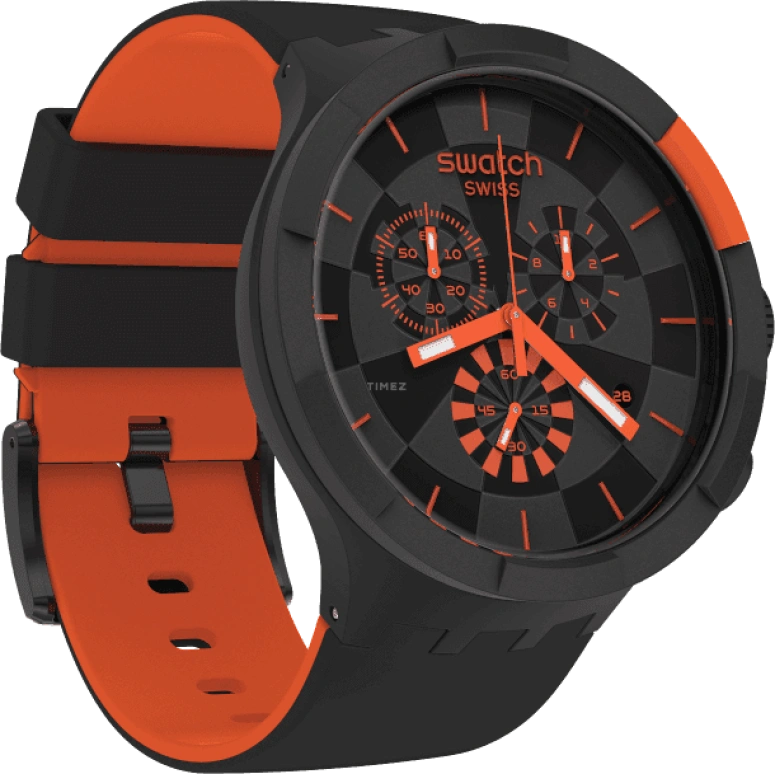 Swatch,THE BOLD 47mm,47mm,Plastic,Black,Sapphire,Crystal Glass,SB02B402