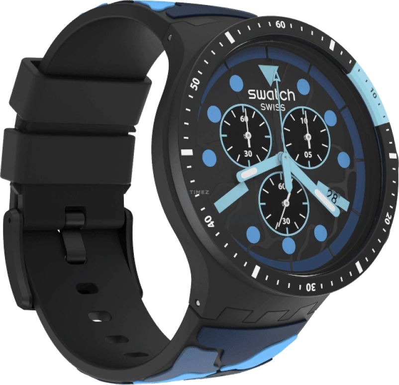 Swatch,THE BOLD 47mm,47mm,Plastic,Black,Sapphire,Crystal Glass,Closed,SB02B408