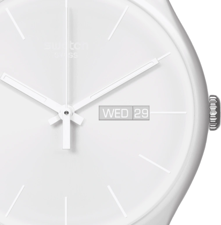 Swatch,Originals 41mm,41mm,Plastic,White,Quartz,Date,Day,SUOW701