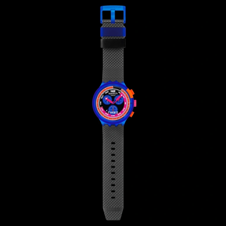 Swatch,THE BOLD 47mm,47mm,Bio-sourced,Blue,Black,Pink Red,Quartz,Chronograph,Round,SB06N102