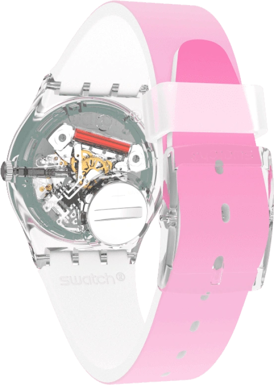 Swatch,Originals 34mm,34mm,Plastic,Pink,Sapphire,Crystal Glass,GE719