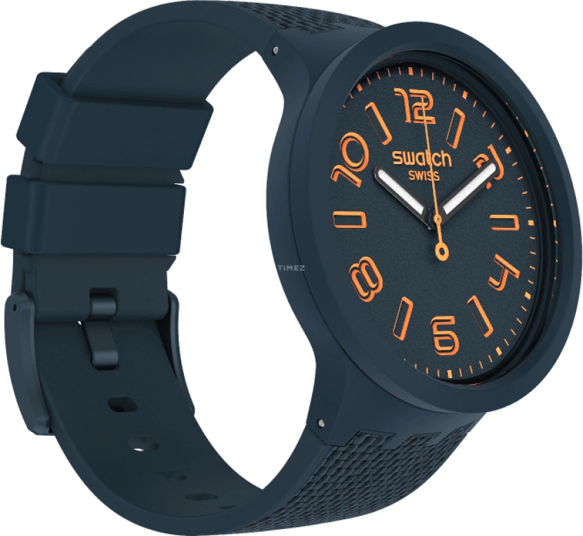 Swatch,THE BOLD 47mm,47mm,Plastic,Blue,Sapphire,Crystal Glass,Closed,SO27N107