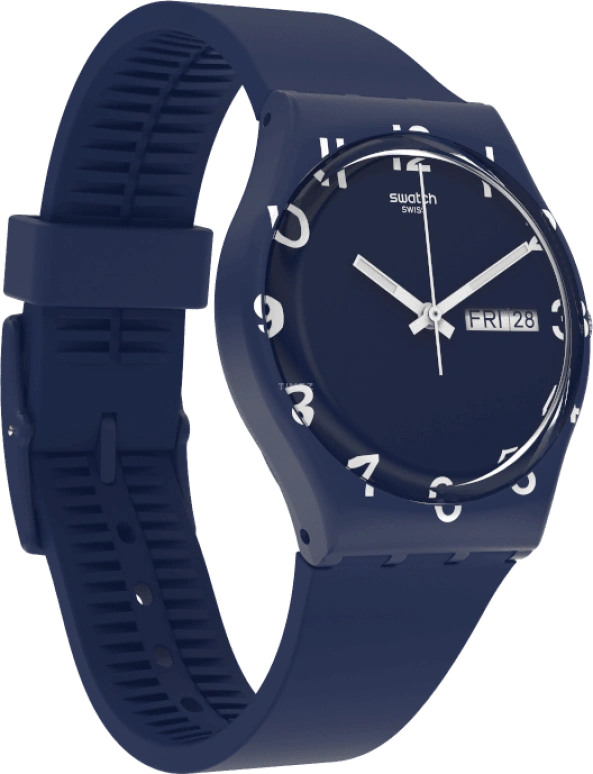 Swatch,Originals 39.20mm,39.20mm,Plastic,Blue,Sapphire,Crystal Glass,Closed,GN726