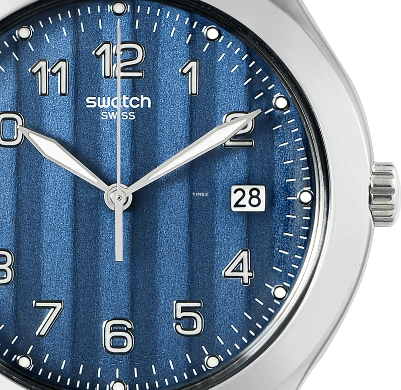 Swatch,IRONY 42.70mm,42.70mm,Stainless Steel,Blue,Quartz,Day,Tonneau,YWS438