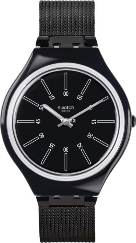 Swatch,SKIN 36.80mm,36.80mm,Plastic,Black,Quartz,Tonneau,SVOB100M