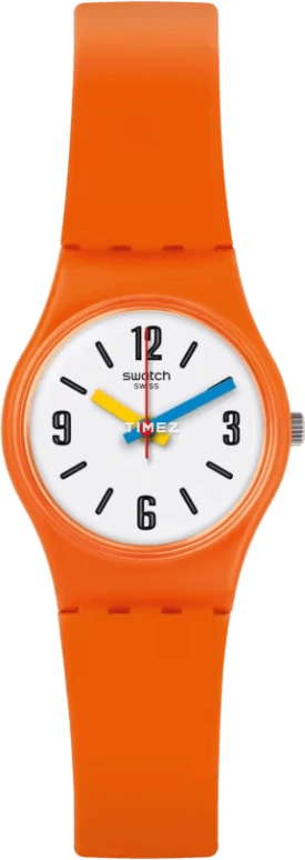 Swatch,Other 25mm,25mm,Plastic,White,Quartz,Tonneau,Orange,LO114