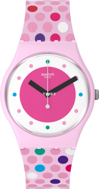 Swatch,Other 34mm,34mm,Bio-sourced,Pink,White,Quartz,Sapphire,Crystal Glass,Round,SO28P109