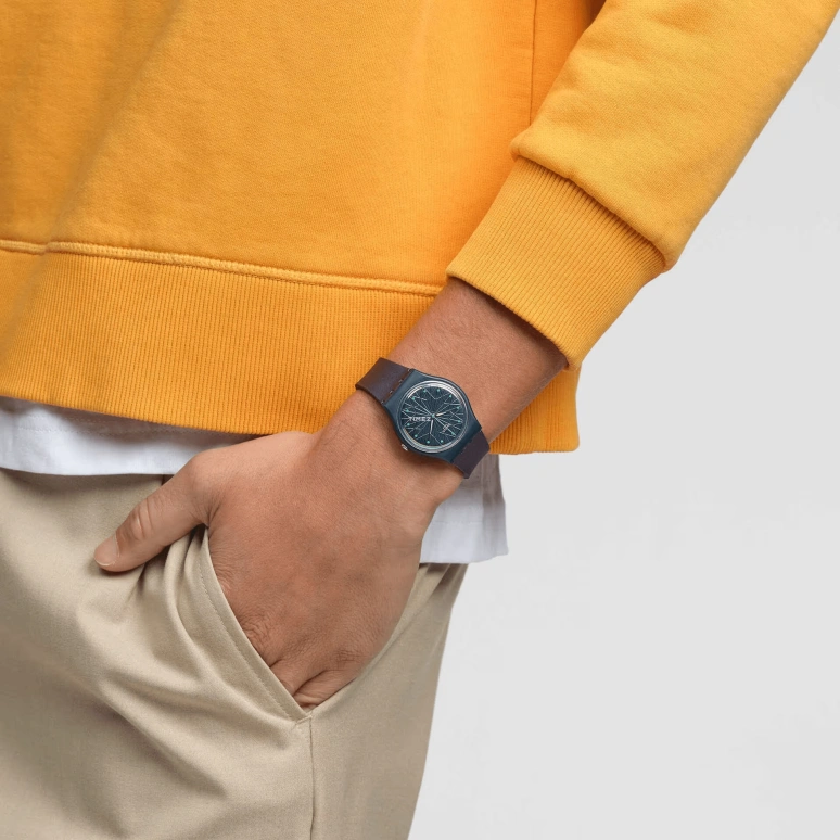 Swatch,Originals 34mm,34mm,Bio-sourced,Blue,Purple,Quartz,Round,SO28N117