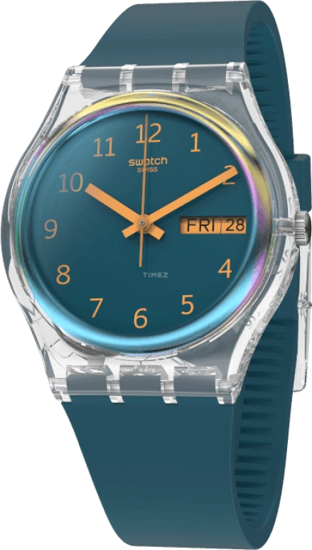 Swatch,Originals 34x39.20mm,34x39.20mm,Plastic,Coffee,Cyan,GE721