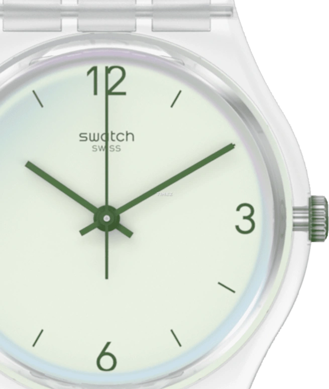 Swatch,Originals 34mm,34mm,Plastic,Green,Quartz,Round,Transparent,GE294
