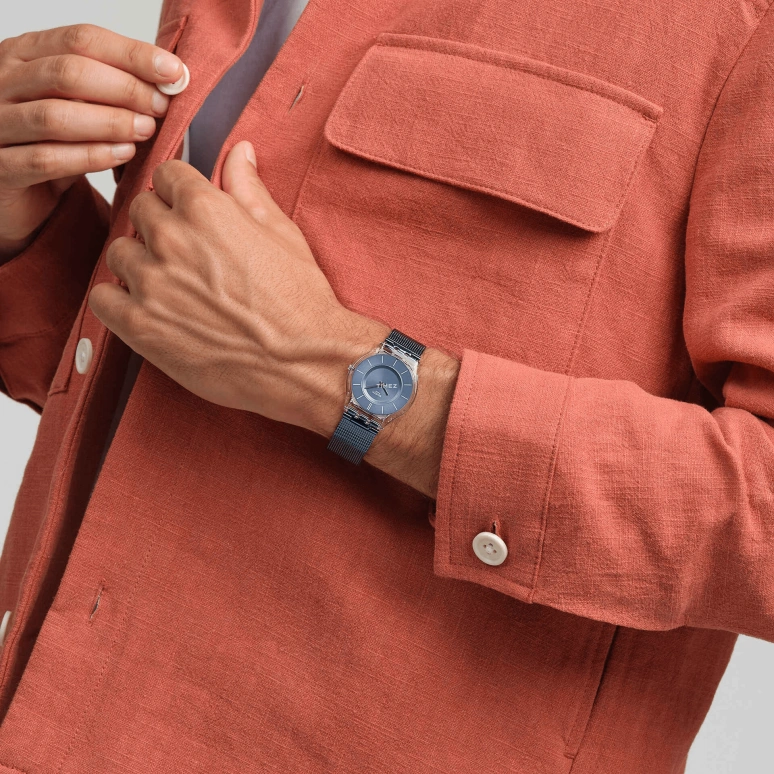 Swatch,SKIN 34mm,34mm,Bio-sourced,Blue,Quartz,Sapphire,Crystal Glass,Round,SS08K120M