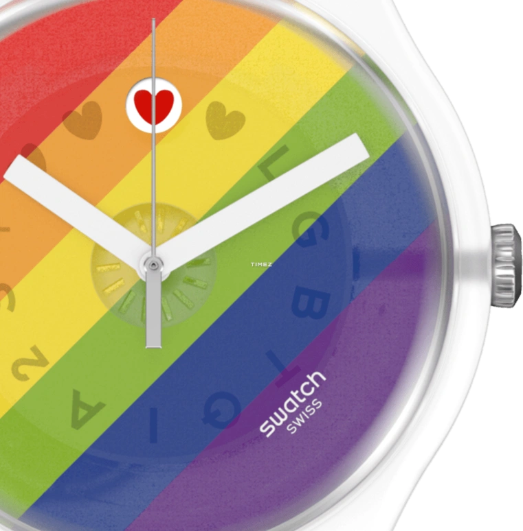 Swatch,Originals 41mm,41mm,Bio-sourced,Multi-Color,Quartz,Round,White,Transparent,SO29K701