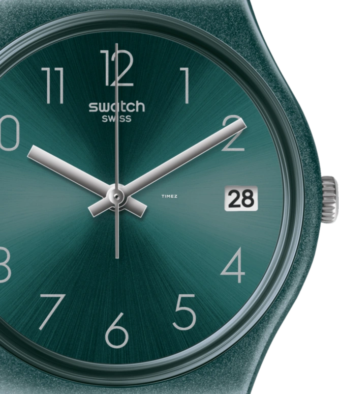 Swatch,Originals 34mm,34mm,Plastic,Green,Quartz,Day,Tonneau,GG407