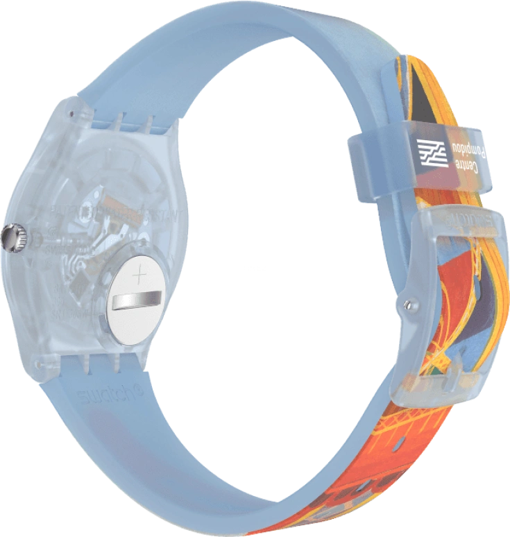 Swatch,Originals 34mm,34mm,Plastic,Blue,Quartz,Sapphire,Crystal Glass,Round,GZ357