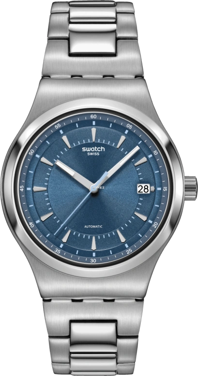 Swatch,Swatch Essentials 42mm,42mm,Stainless Steel,Blue,Quartz,Day,Round,YIS435G