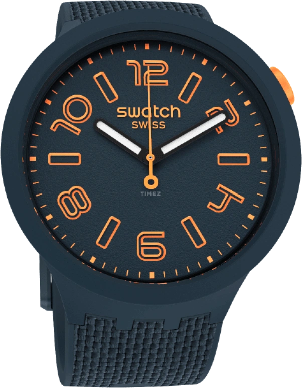 Swatch,THE BOLD 47mm,47mm,Plastic,Blue,Sapphire,Crystal Glass,Closed,SO27N107