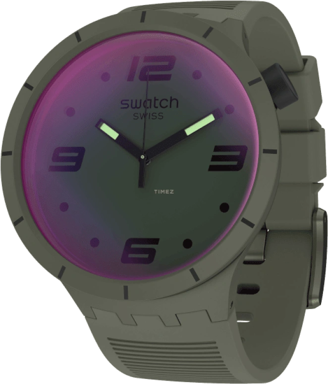 Swatch,THE BOLD 47mm,47mm,Plastic,Green,Sapphire,Crystal Glass,SO27M105