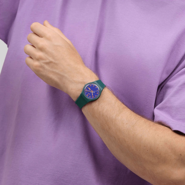 Swatch,Originals 34mm,34mm,Bio-sourced,Blue,Quartz,Date,Day,SO28N706