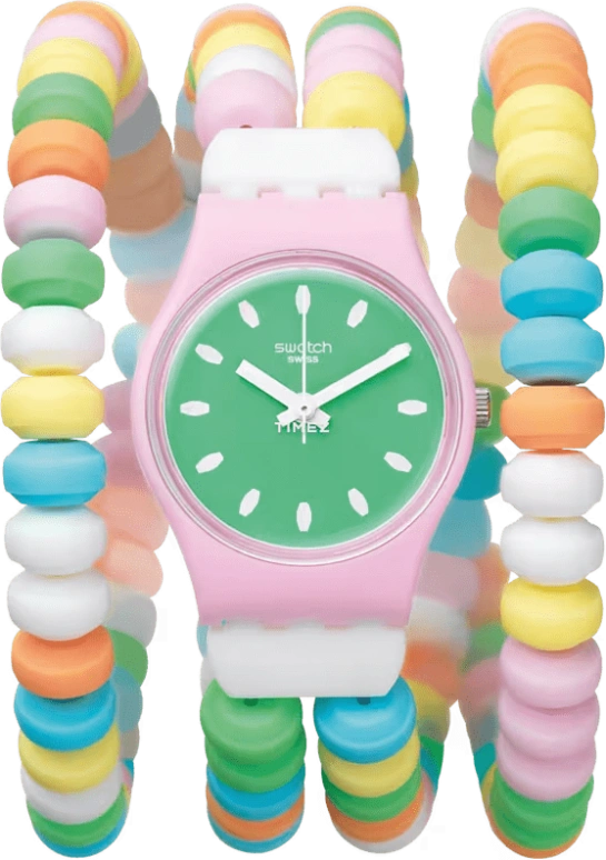Swatch,Originals 25mm,25mm,Plastic,Green,Quartz,Round,Pink,LP135