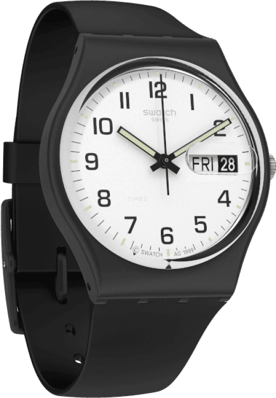 Swatch,Originals 34mm,34mm,Plastic,White,Quartz,Date,Day,GB743