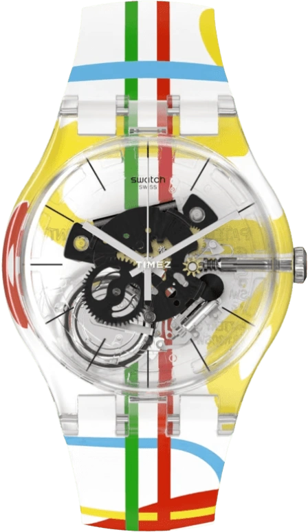 Swatch,Originals 41mm,41mm,Plastic,Transparent,Quartz,Tonneau,SUOK144,SUOK144-012