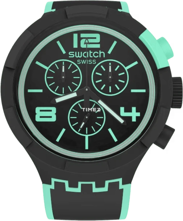 Swatch,THE BOLD 47mm,47mm,Plastic,Black,Quartz,Round,Titanium Black,SB02B100,SB02B100-5300
