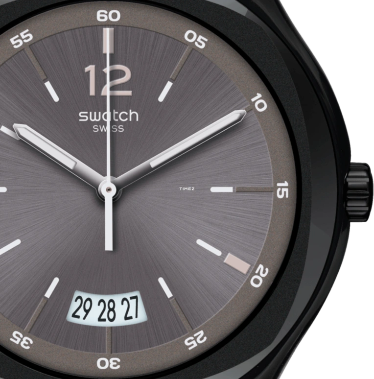 Swatch,IRONY 42.70mm,42.70mm,Stainless Steel,Smoky Gray,Quartz,Day,Tonneau,YWB405M