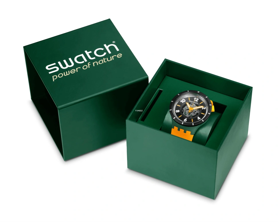 Swatch,THE BOLD 47mm,47mm,Bioceramic,Black,Quartz,Round,Green,SB03G107